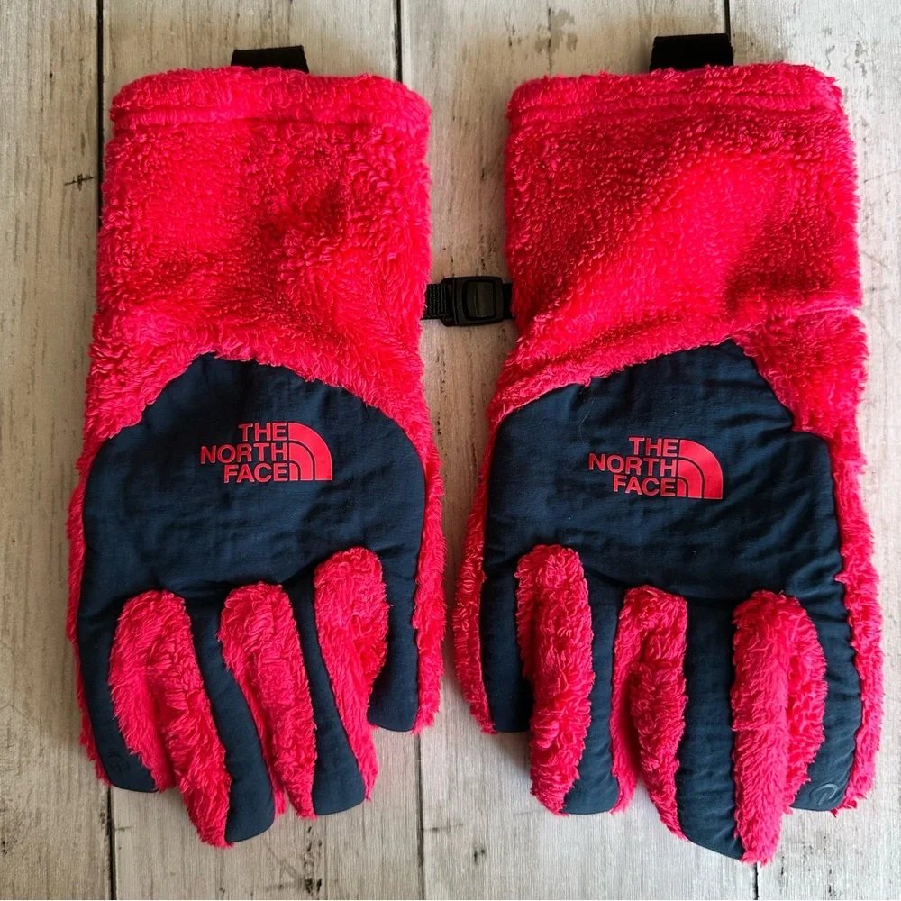 PREOWNED THE NORTH FACE GIRLS PINK GLOVES SIZE LARGE L KIDS